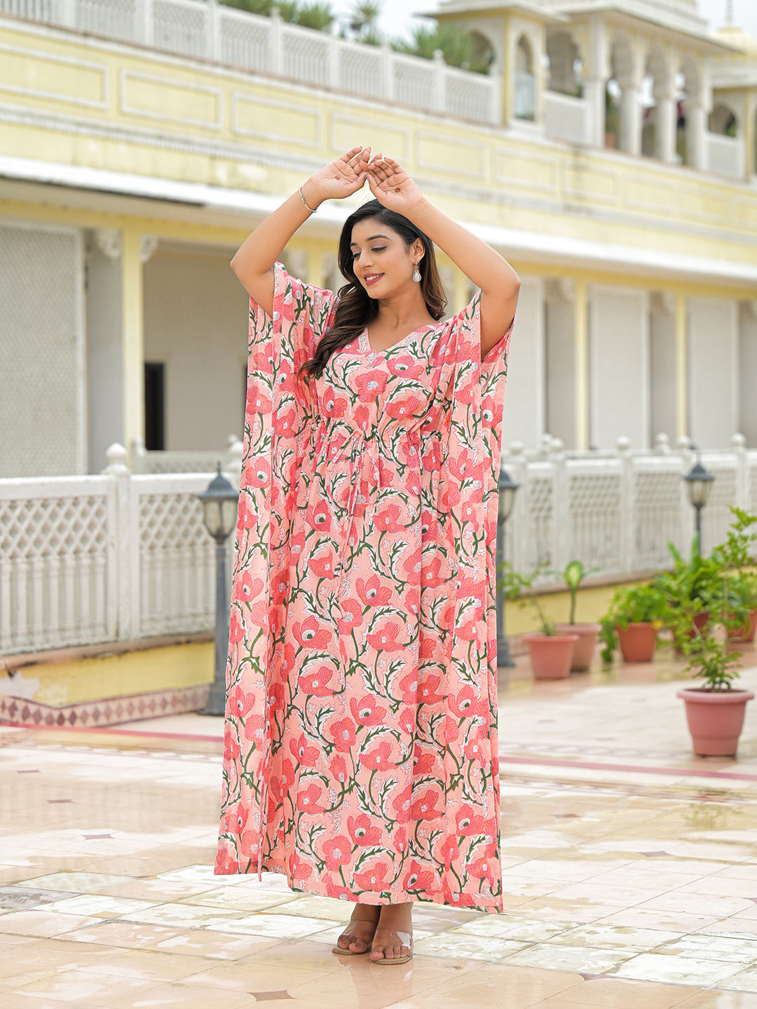Pink Cotton Kaftaan Dress