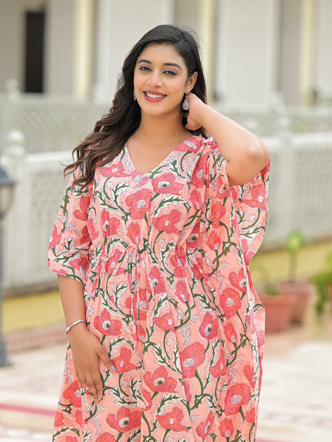 Pink Cotton Kaftaan Dress