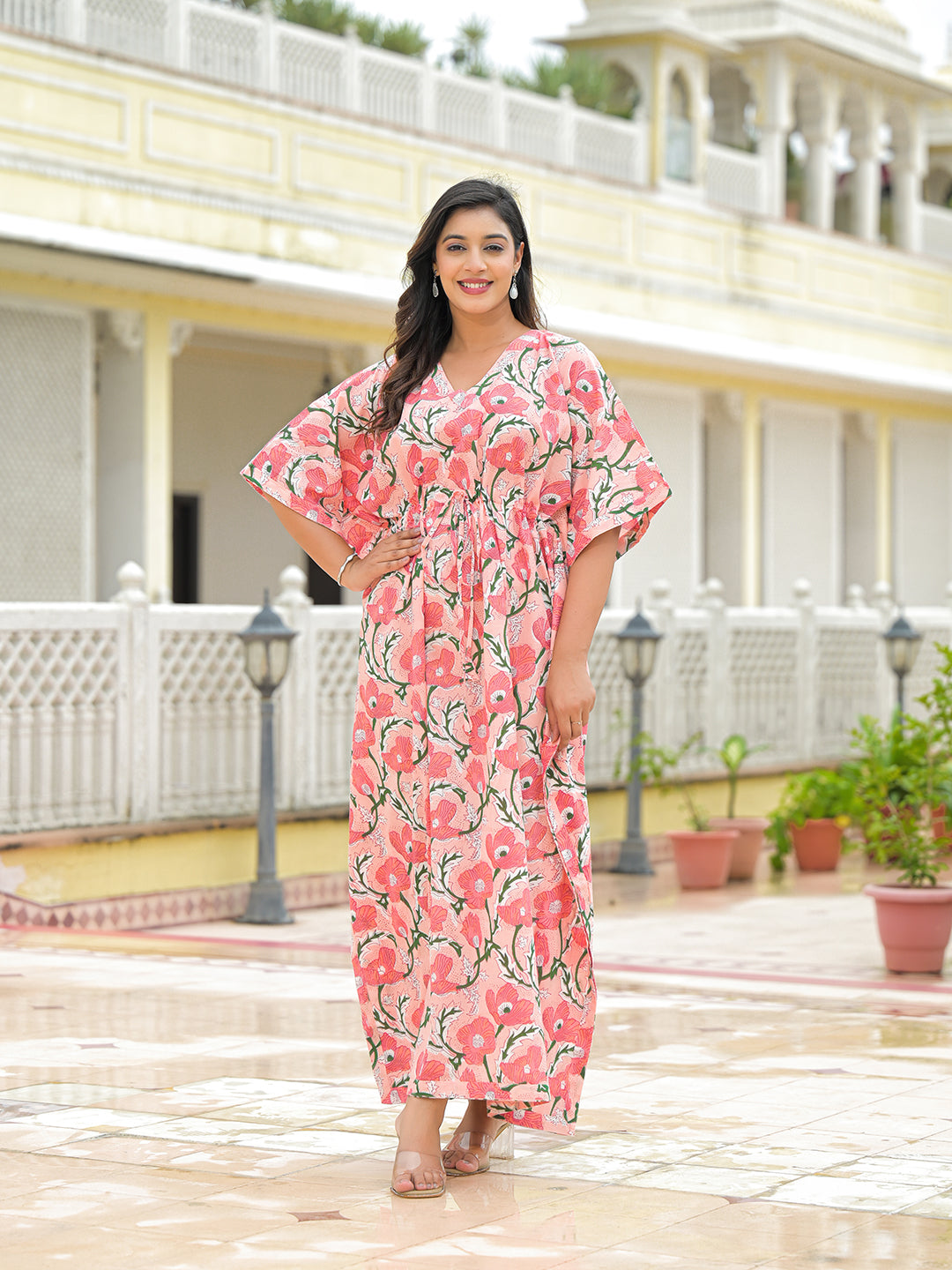 Pink Cotton Kaftaan Dress
