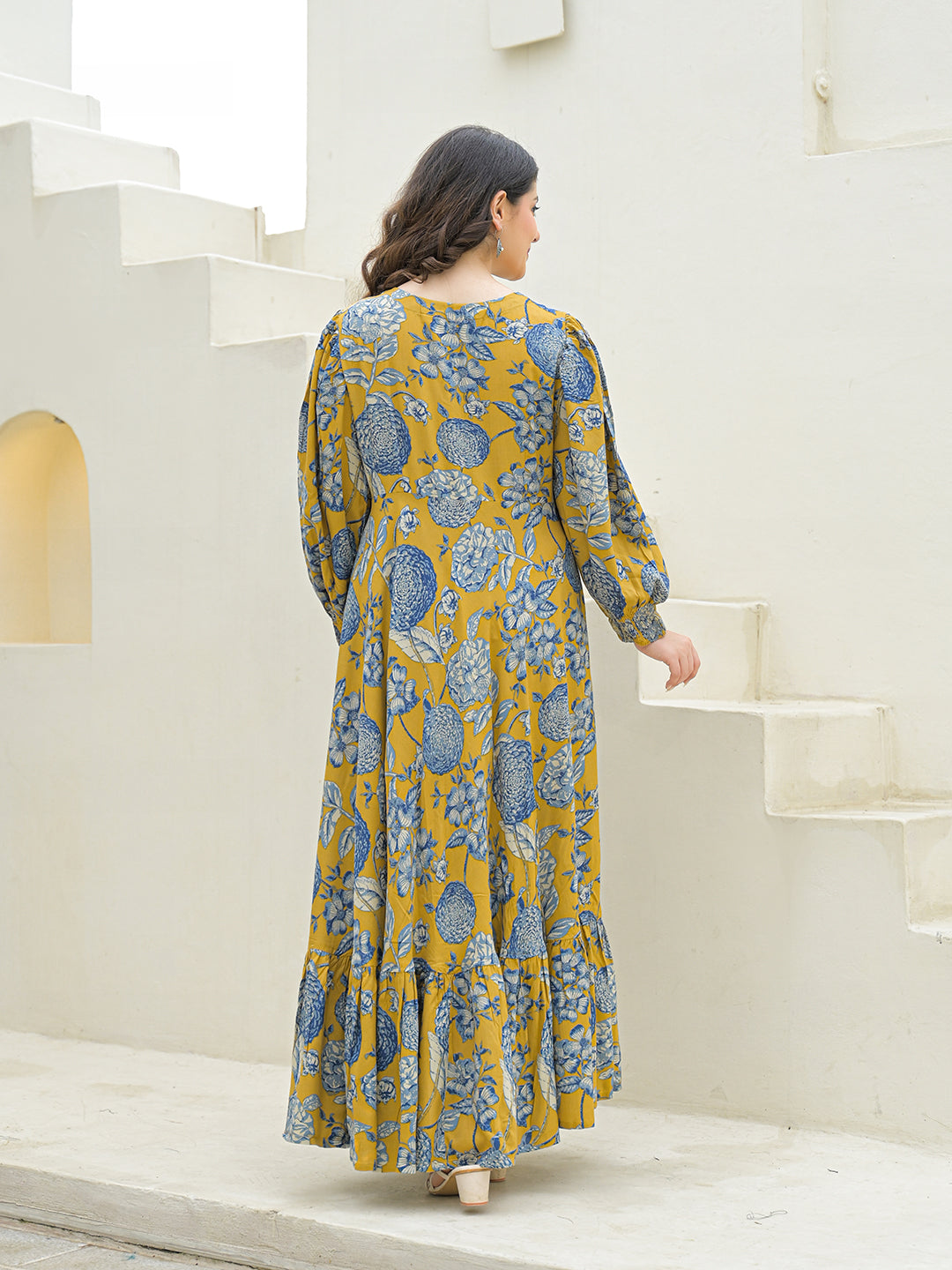 Mustard Rayon Flare Dress