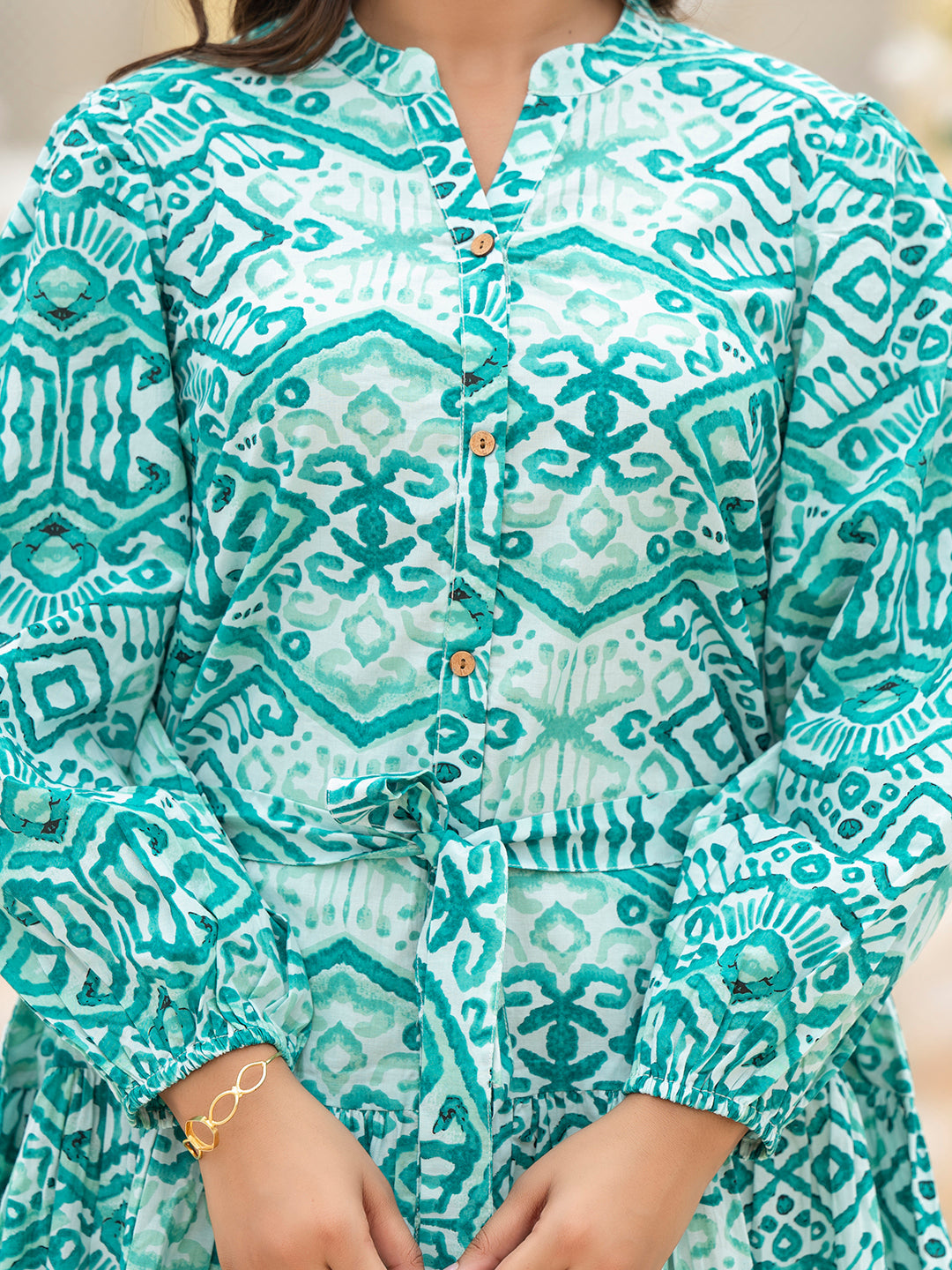 Sea Green Cotton Midi Dress