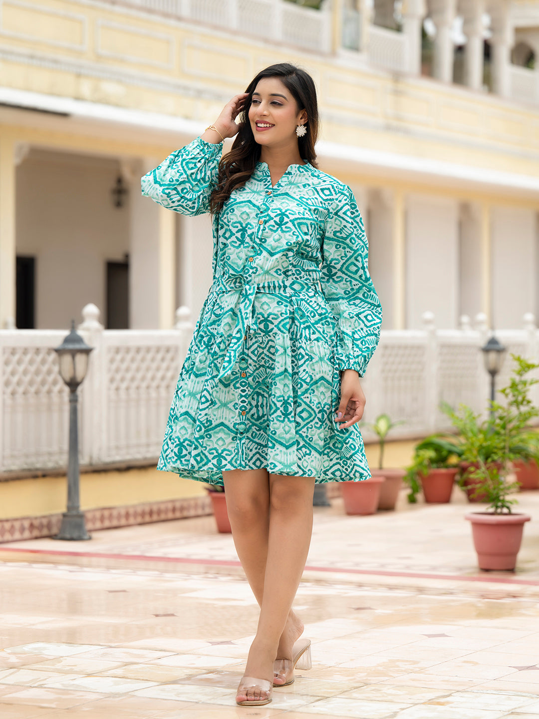 Sea Green Cotton Midi Dress
