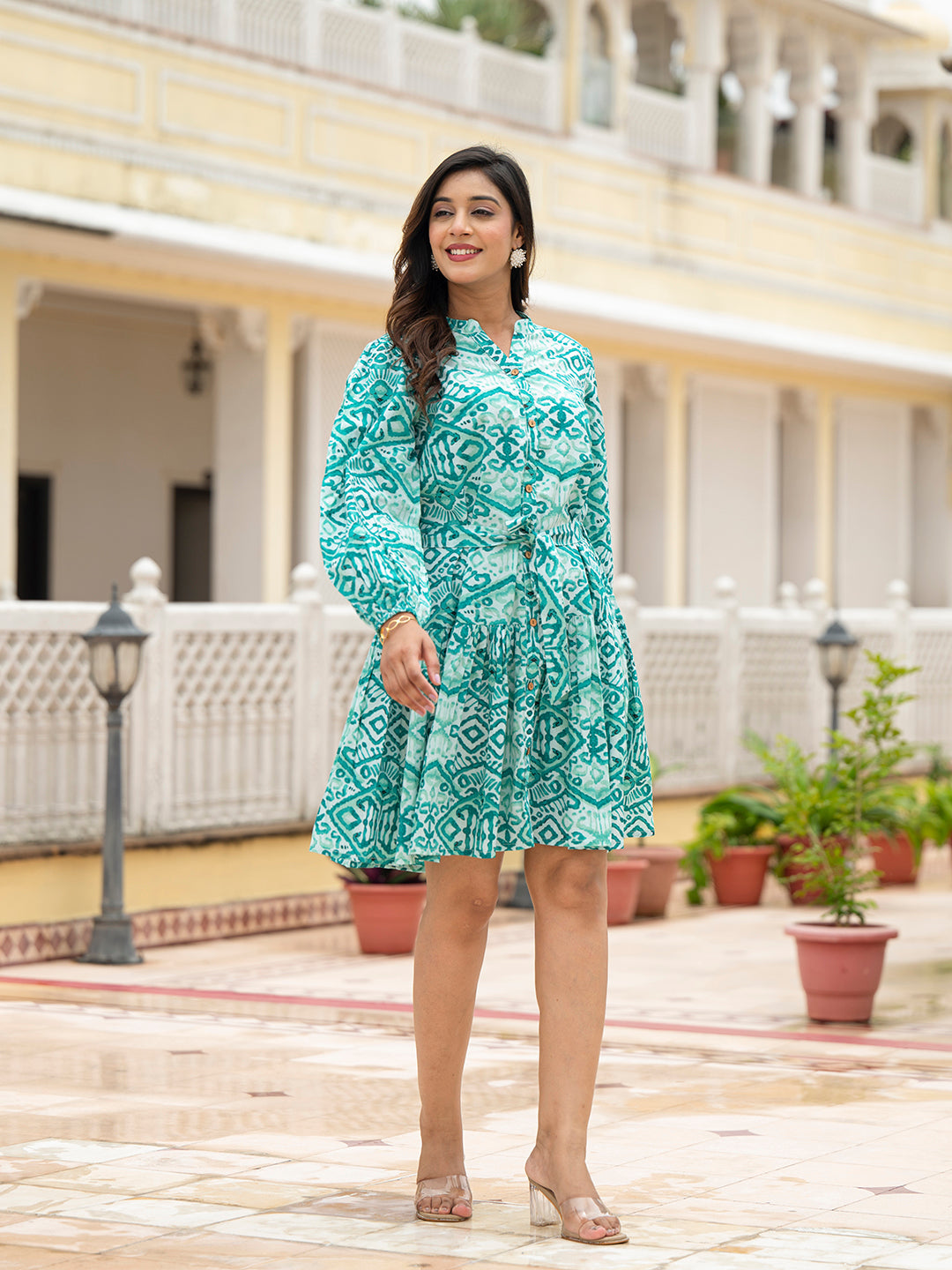 Sea Green Cotton Midi Dress