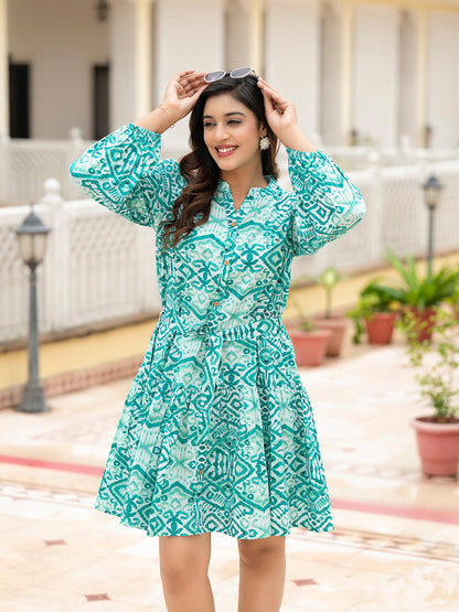 Sea Green Cotton Midi Dress