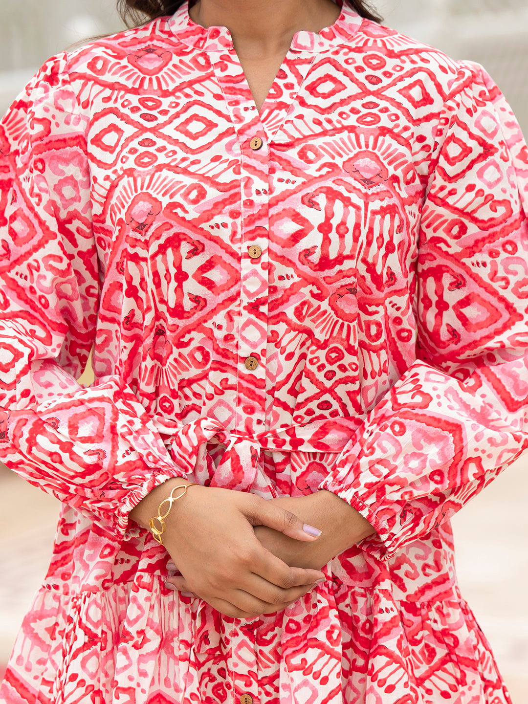 Pink Cotton Midi Dress