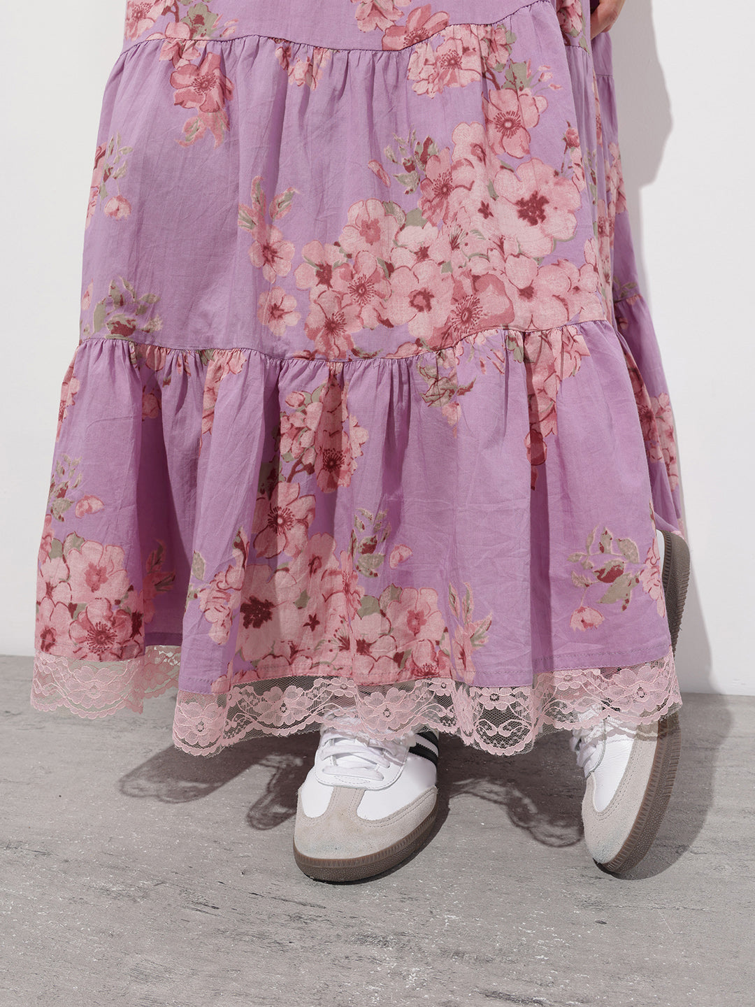 Purple Shoulder strap Cotton Dress