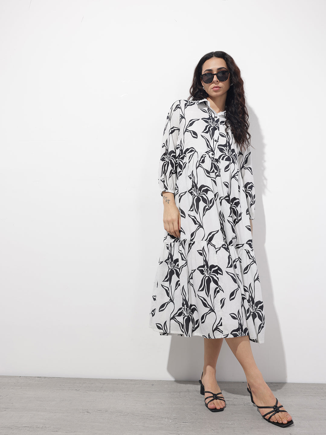 White Shirt Coller Mulmul Linning Cotton Dress