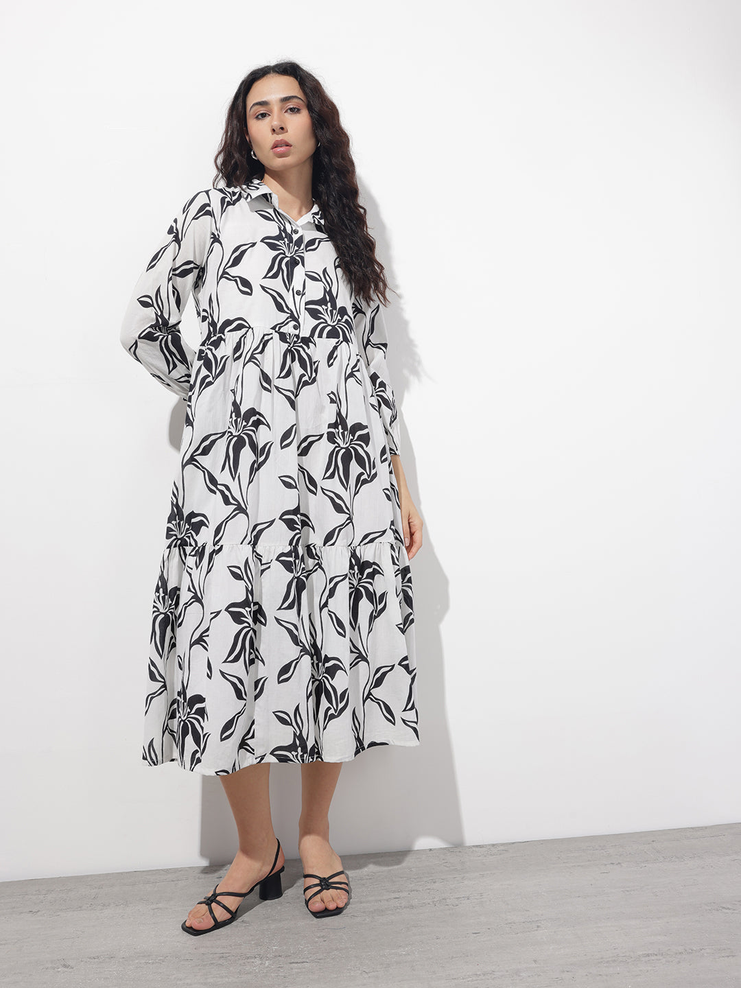 White Shirt Coller Mulmul Linning Cotton Dress