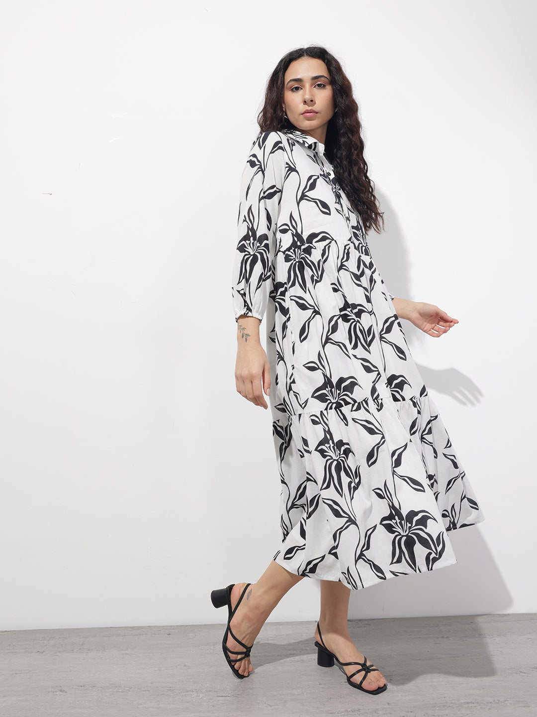 White Shirt Coller Mulmul Linning Cotton Dress