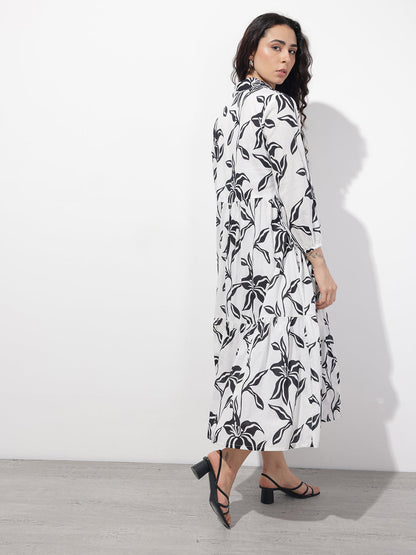White Shirt Coller Mulmul Linning Cotton Dress