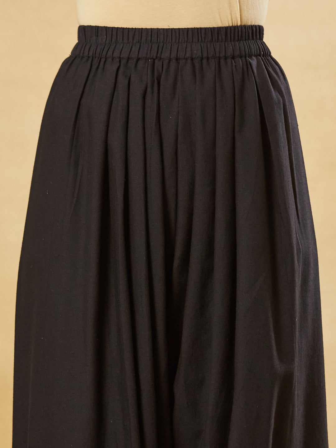 Black Solid Cotton Farshi Salwar Set