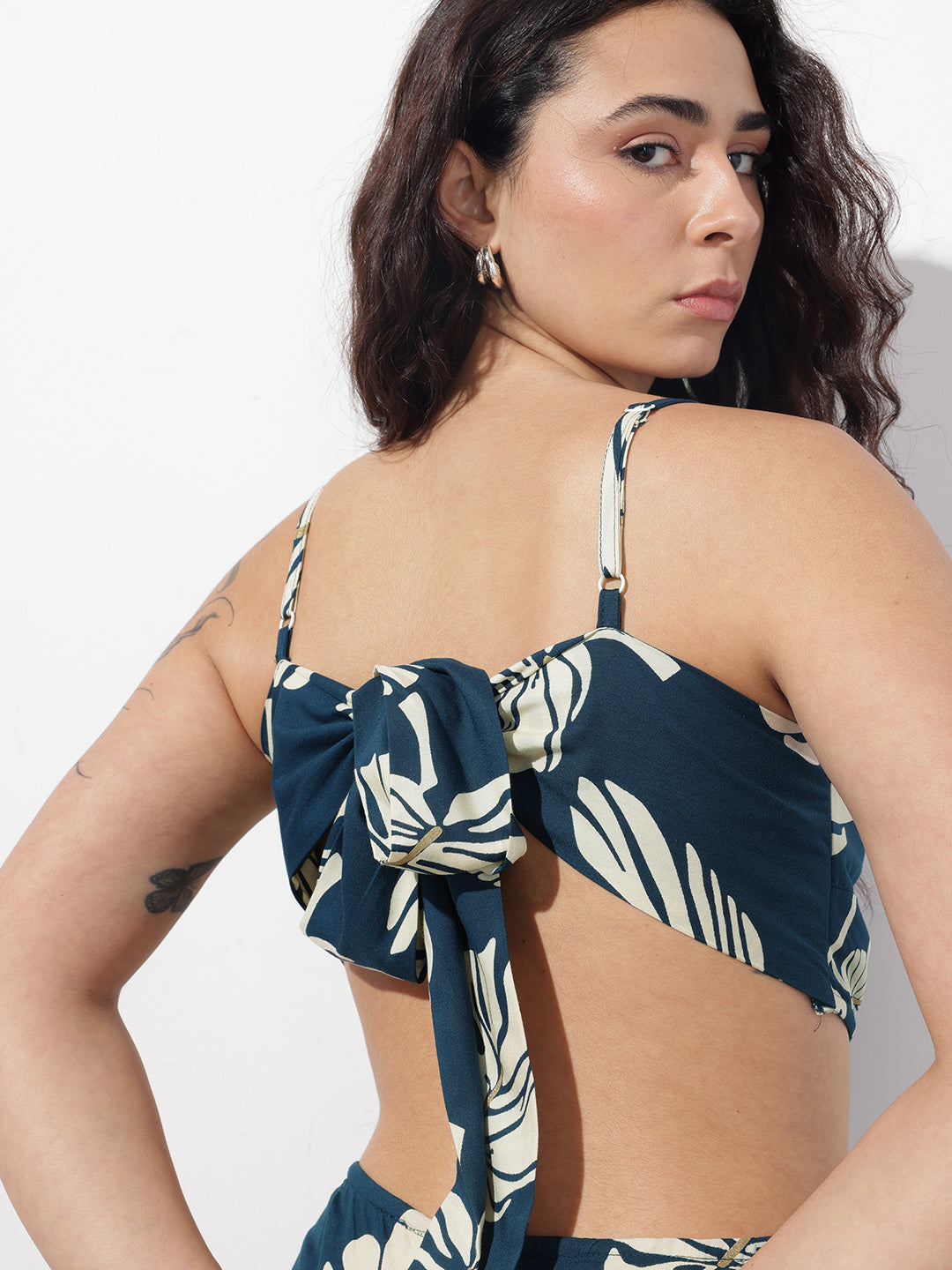 Blue Shoulder Strap Rayon Dress