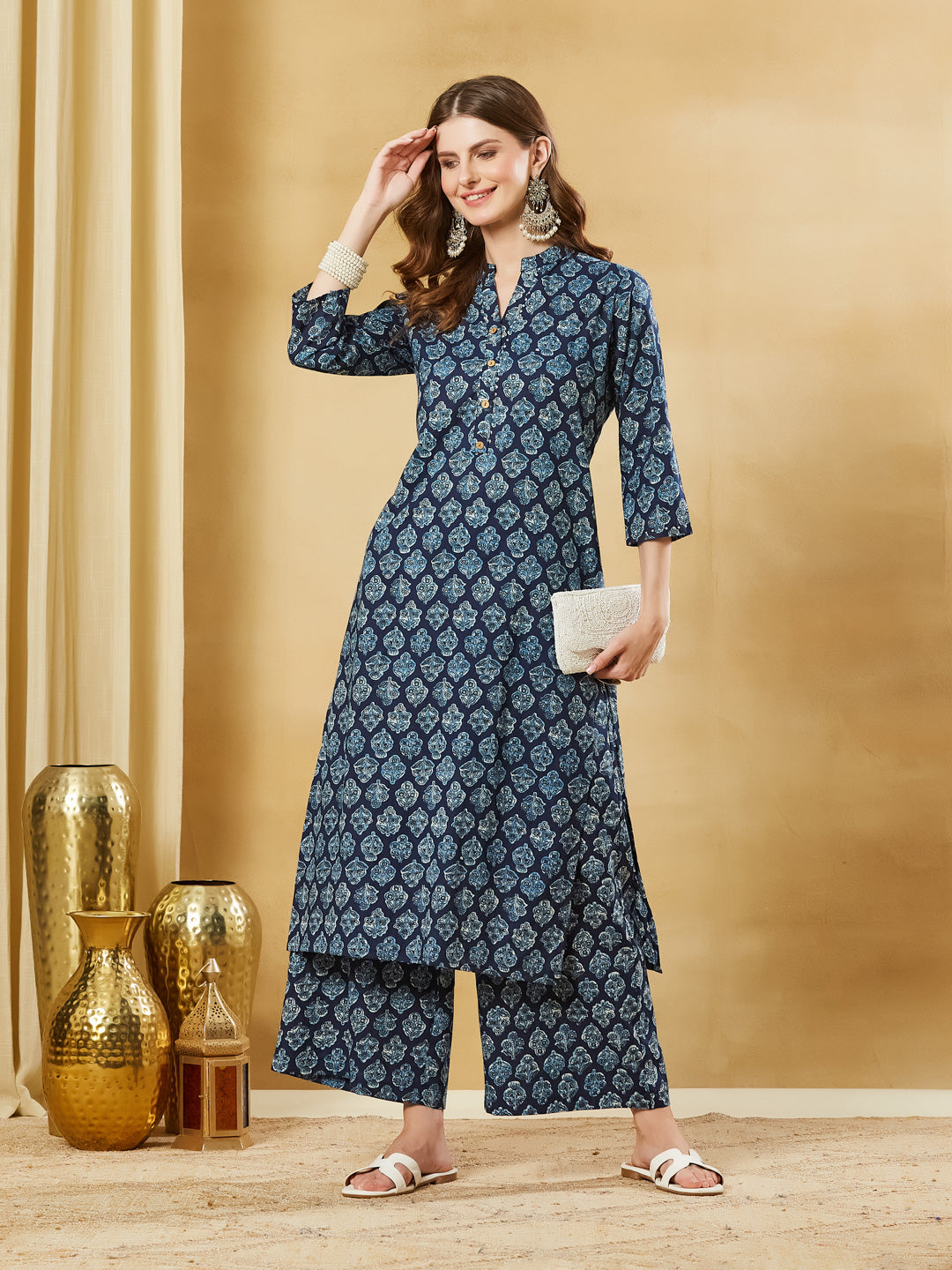 Blue Cotton Kurta Palazzo sets