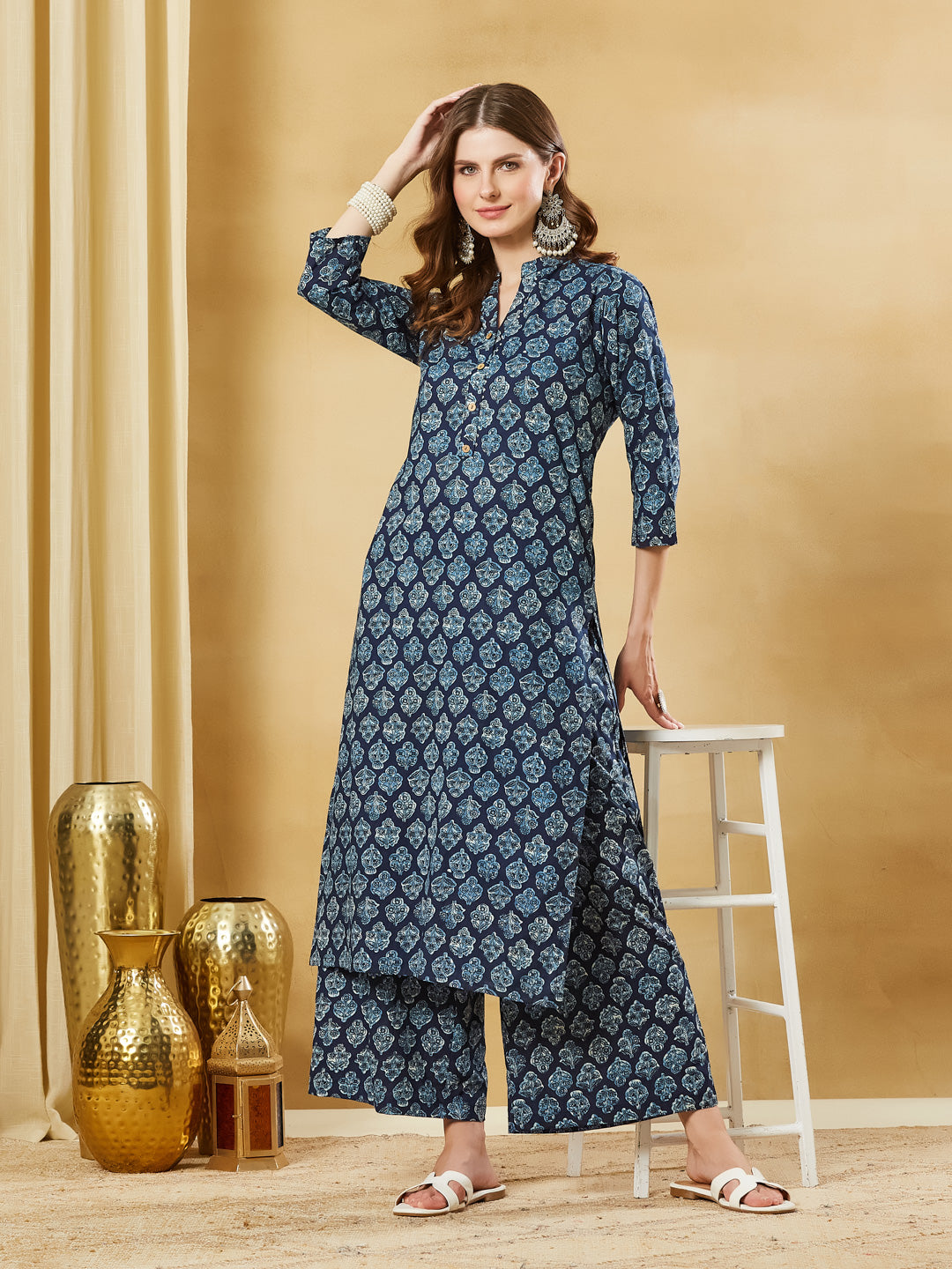 Blue Cotton Kurta Palazzo sets