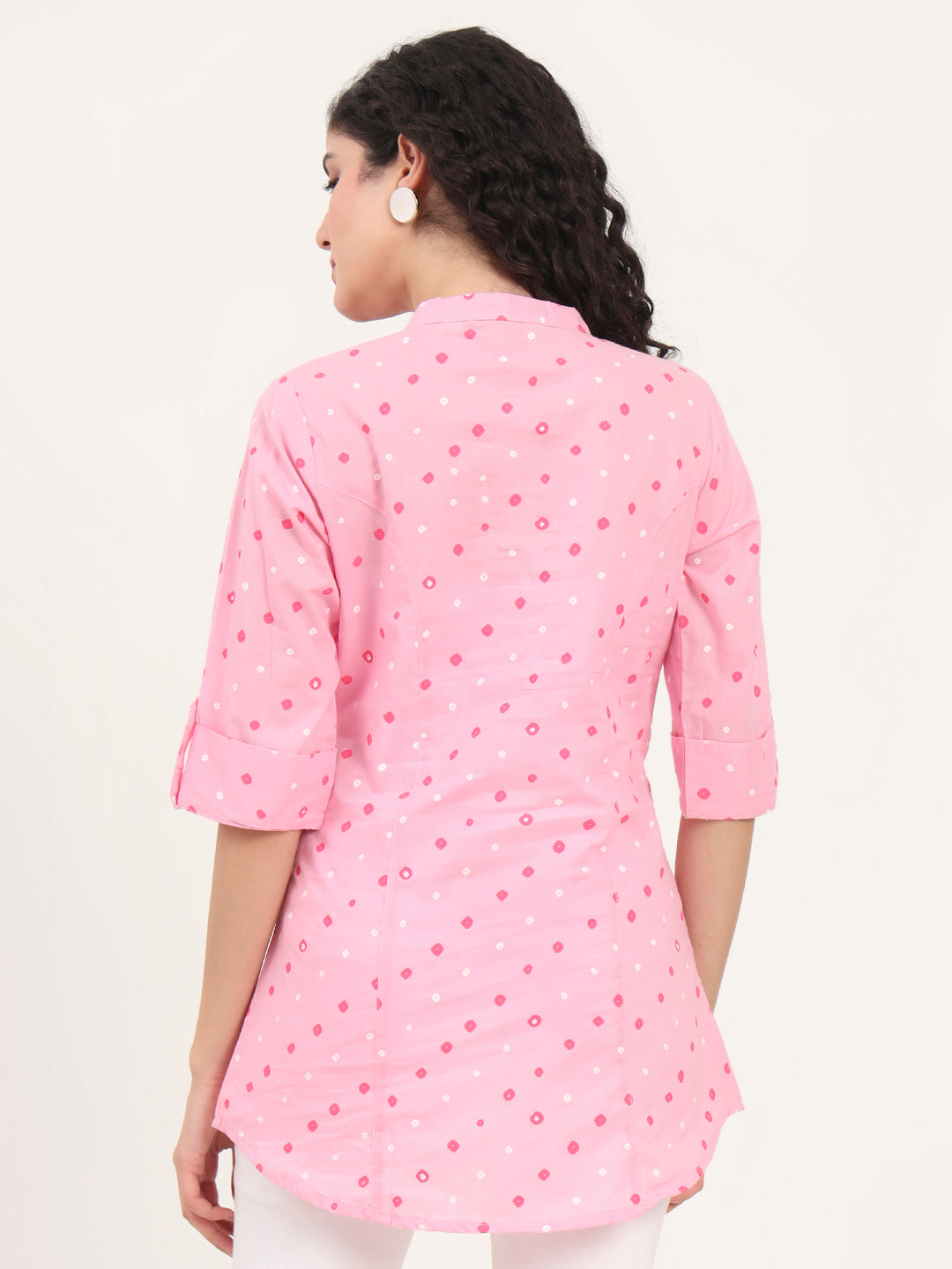 Pink Bandhani Printed Cotton Top