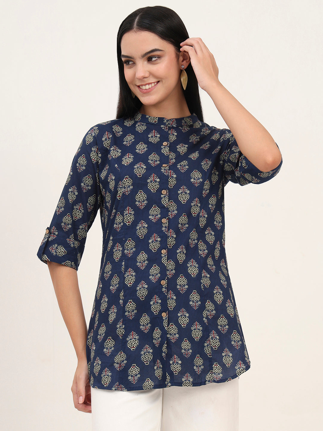 Navy Blue Cotton A-Line top