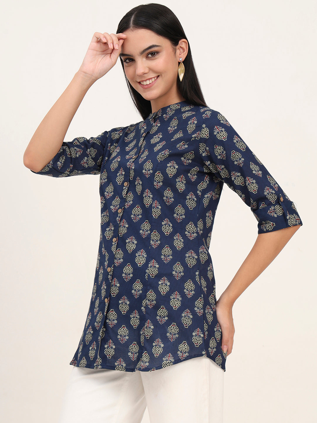 Navy Blue Cotton A-Line top