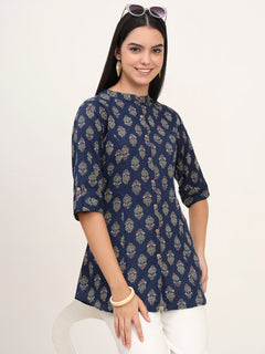 Navy Blue Cotton A-Line top