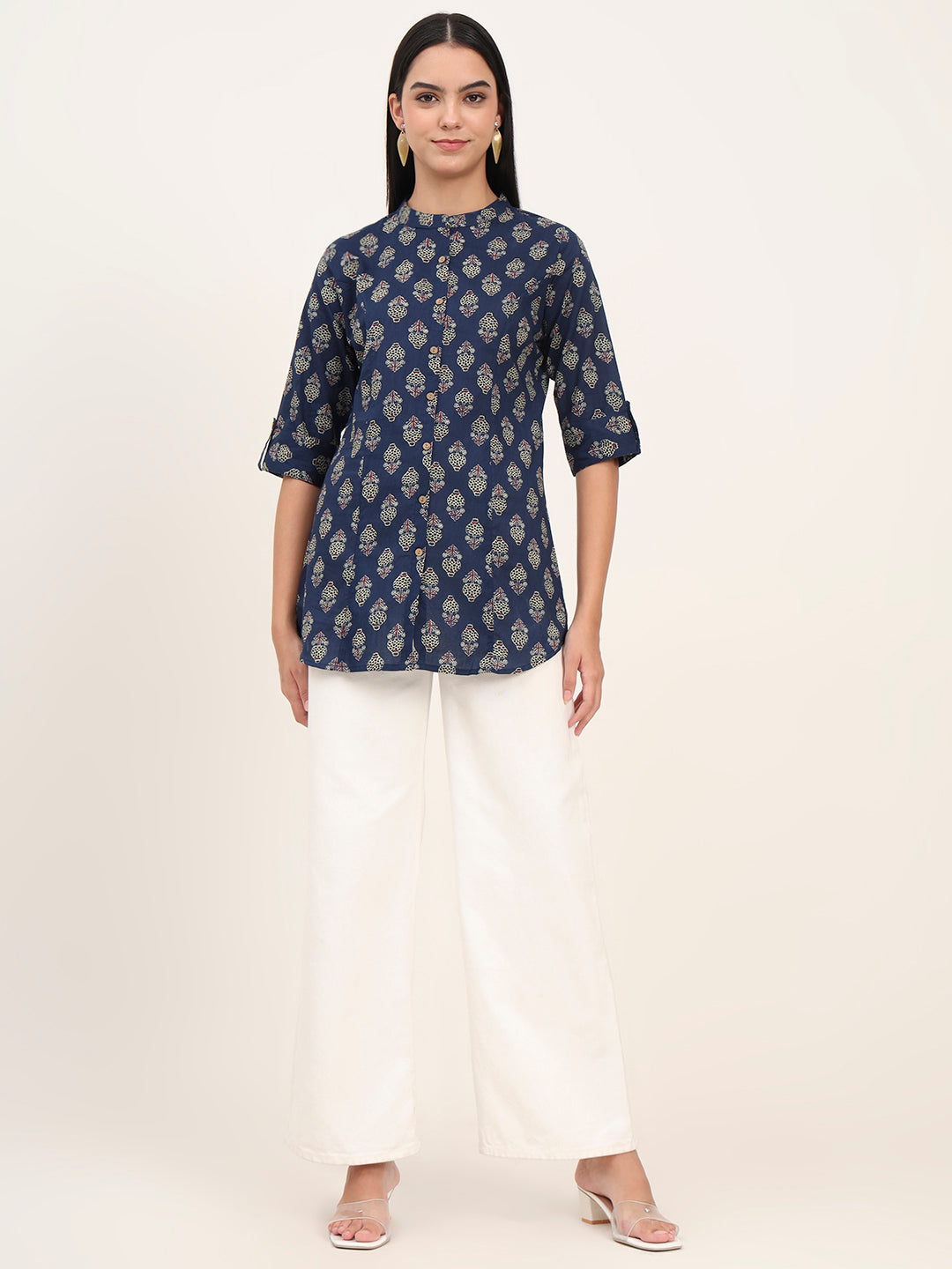 Navy Blue Cotton A-Line top