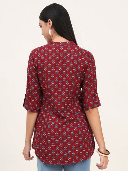 Maroon Rayon A-Line Top