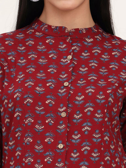 Maroon Rayon A-Line Top
