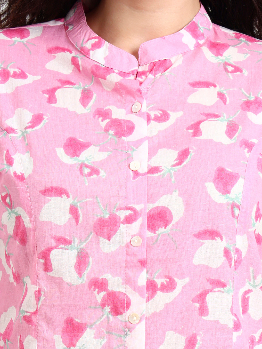Pink Floral Print Cotton Top