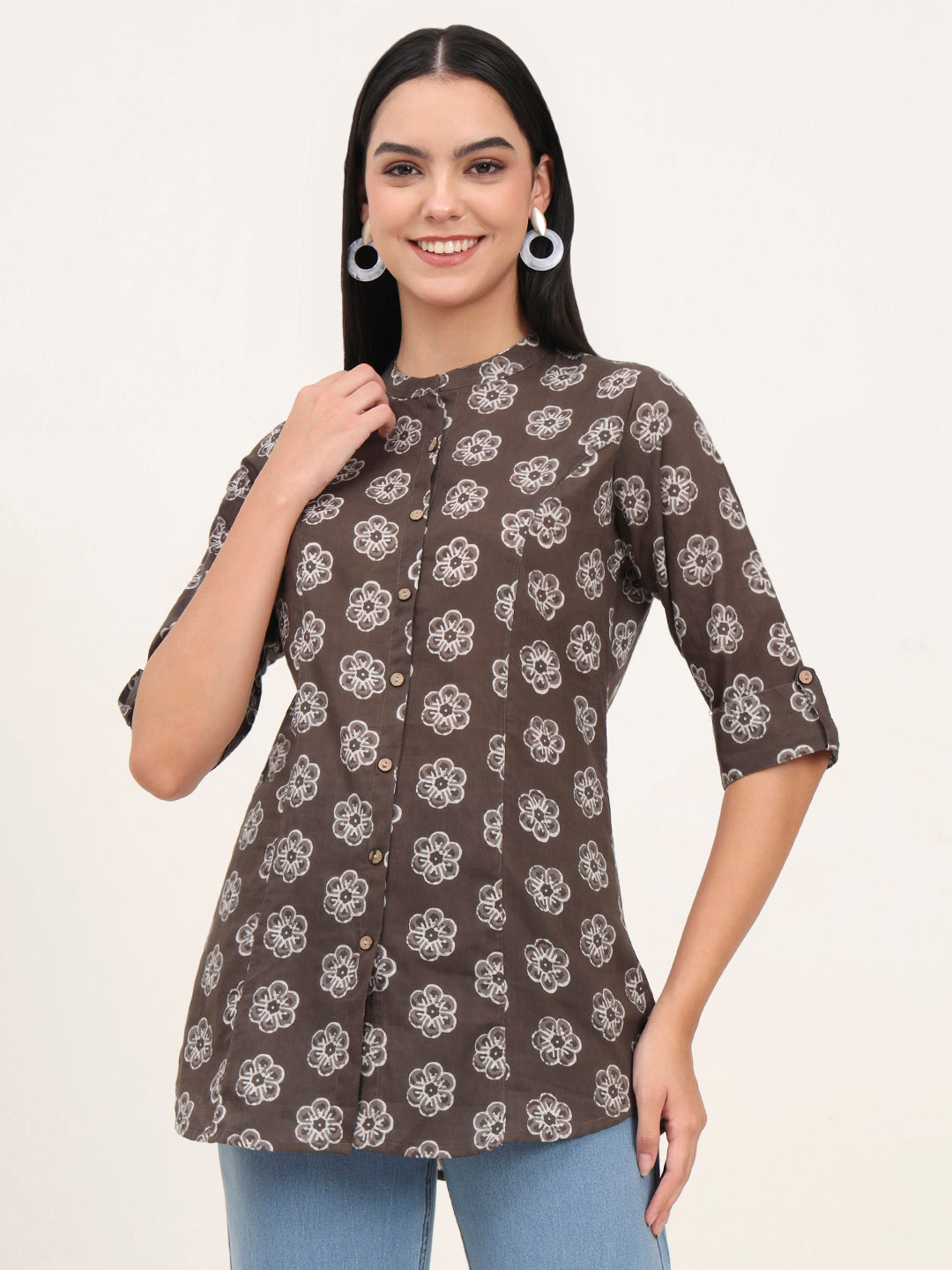 Grey Cotton A-Line top