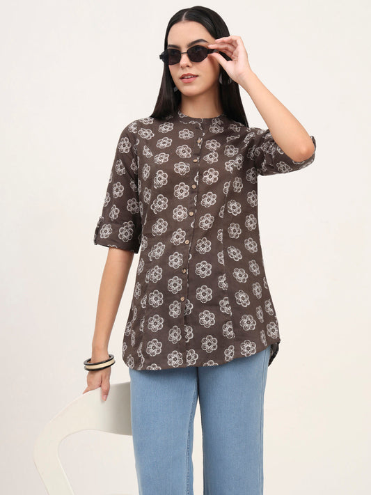 Grey Cotton A-Line top