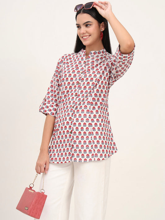 White Cotton A-Line top