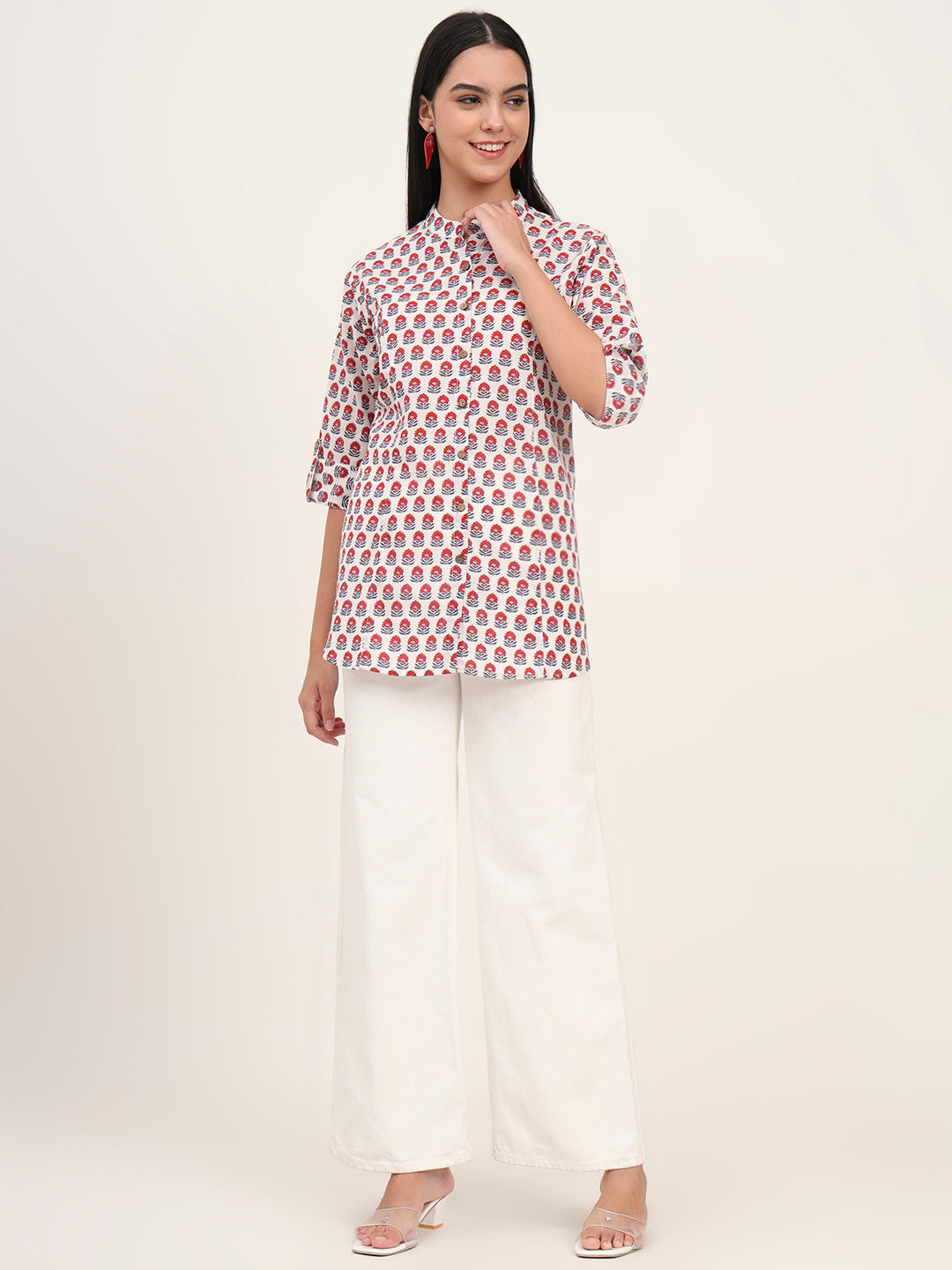 White Cotton A-Line top
