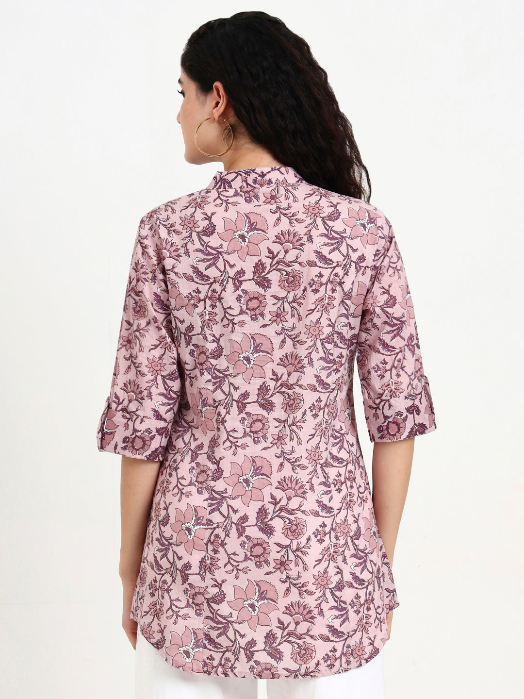 Light Purple Floral Print Cotton Top