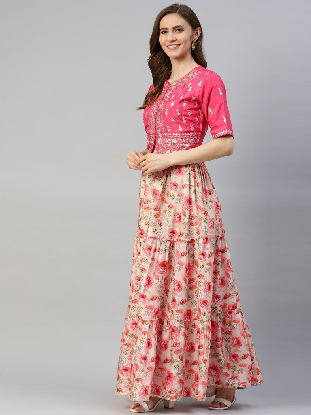  Pink Raw Silk Top with skirt set - world.com