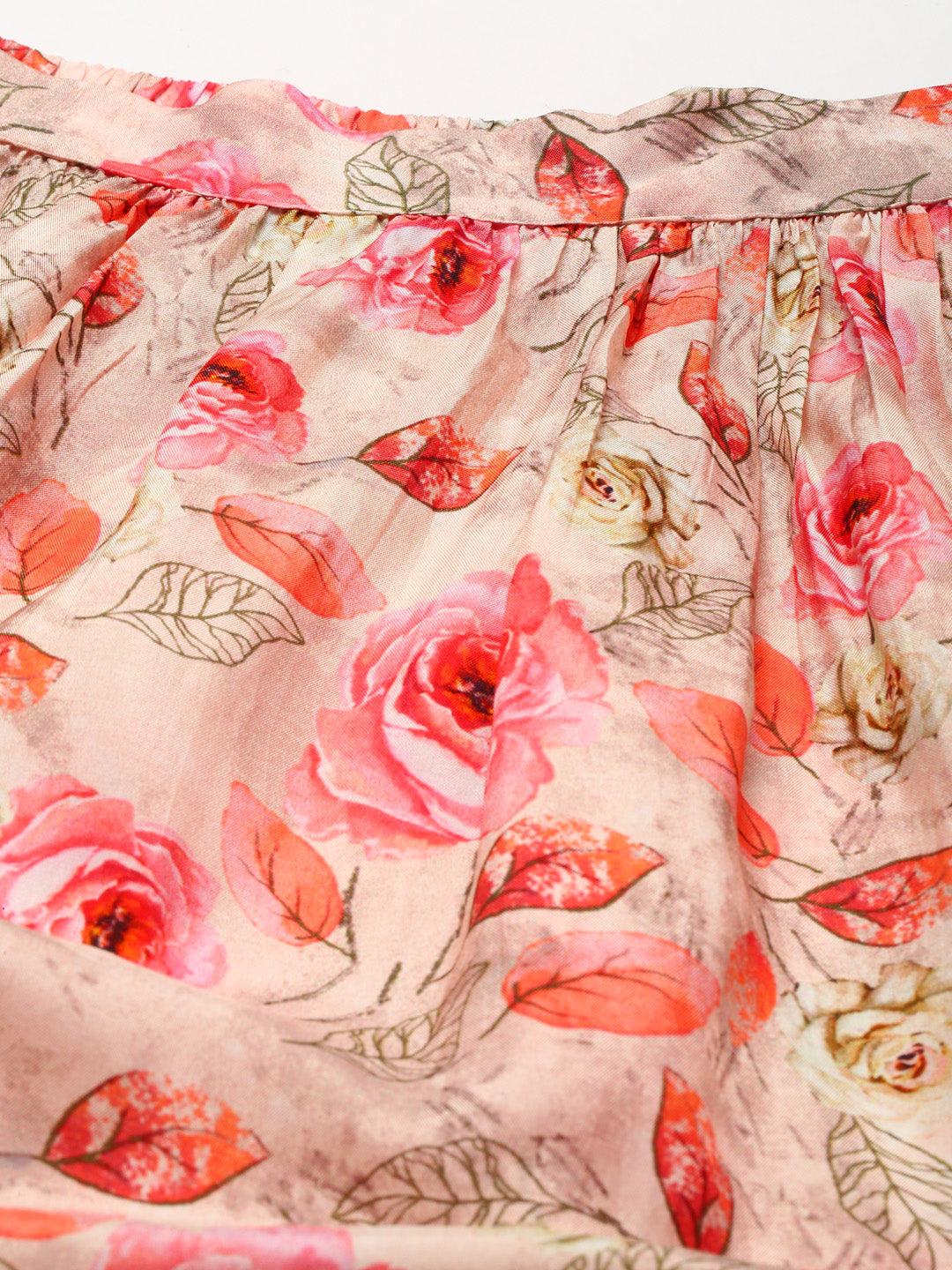  Pink Raw Silk Top with skirt set - world.com