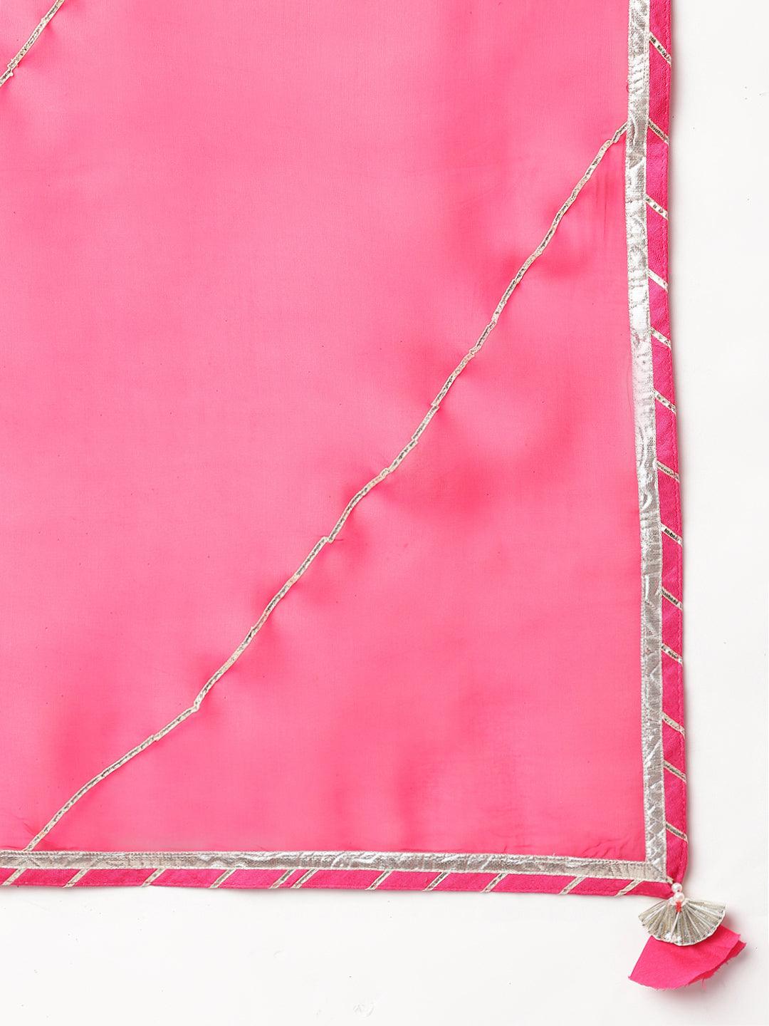  Pink russian silk Hand embroidery Kurta Sharara with Organza dupatta -  world