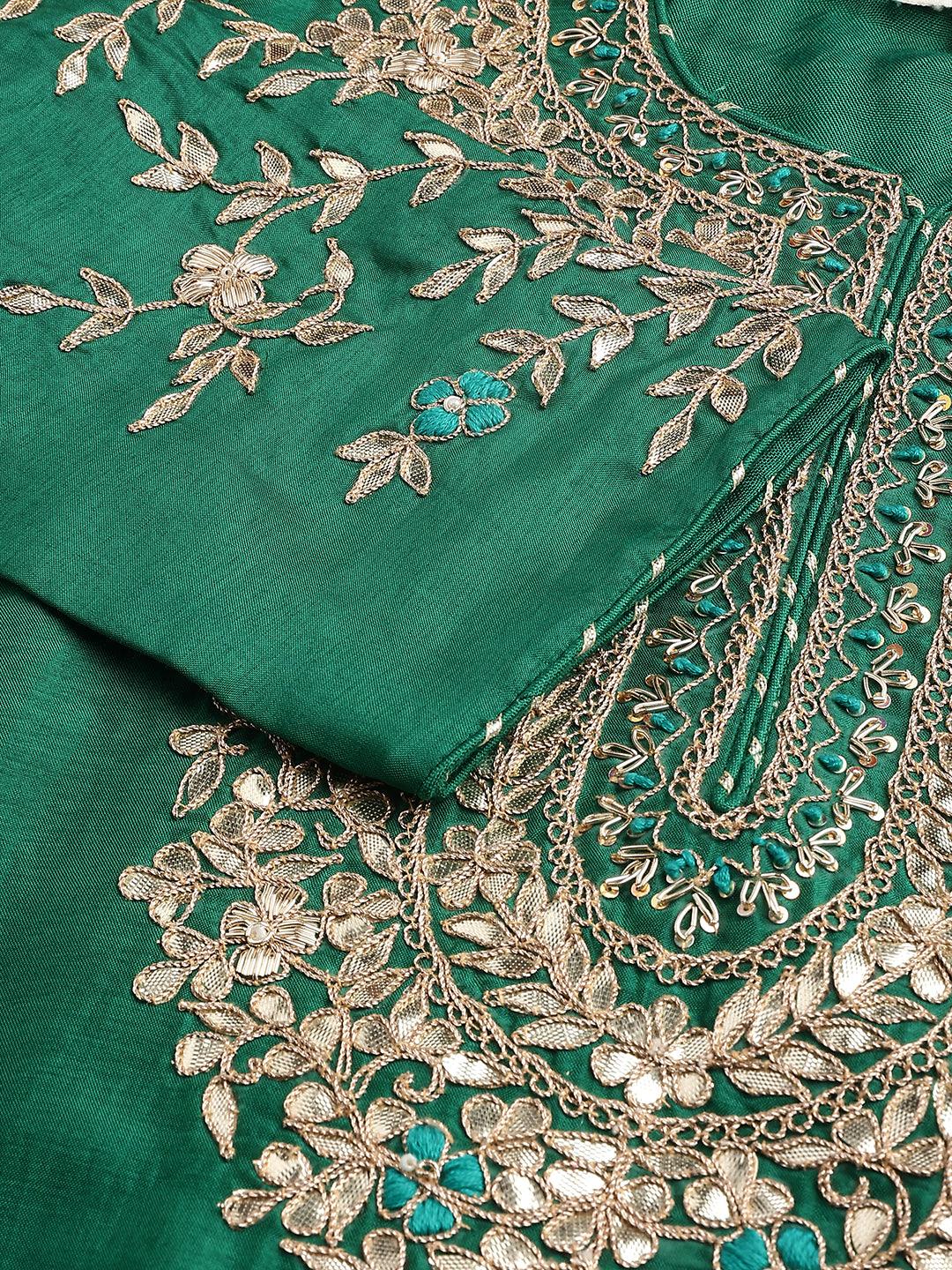  Green uppada silk Hand embroidery Kurta Sharara with Organza dupatta -  world