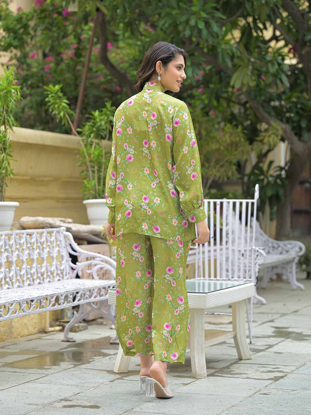 Muslin Green Printed Co-ords Sets