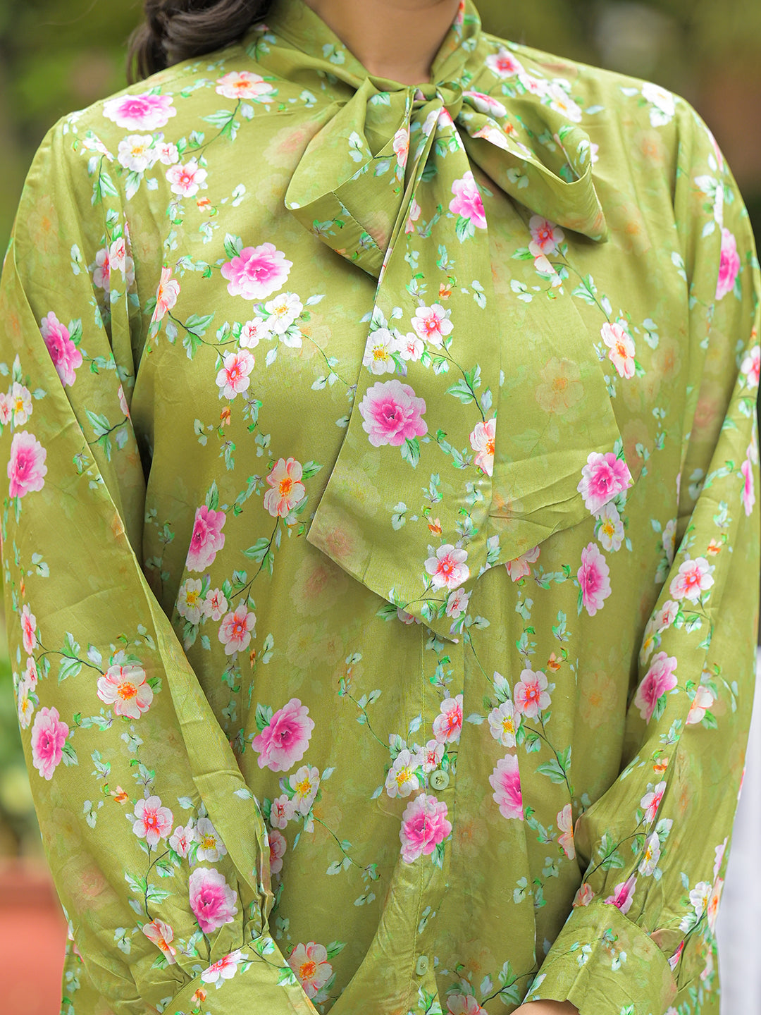Muslin Green Printed Co-ords Sets