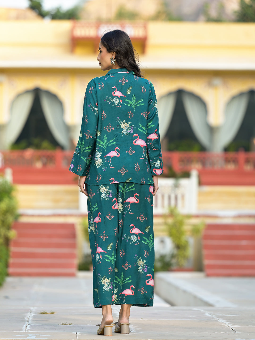 Green Floral Printed Muslin Co-ord Set