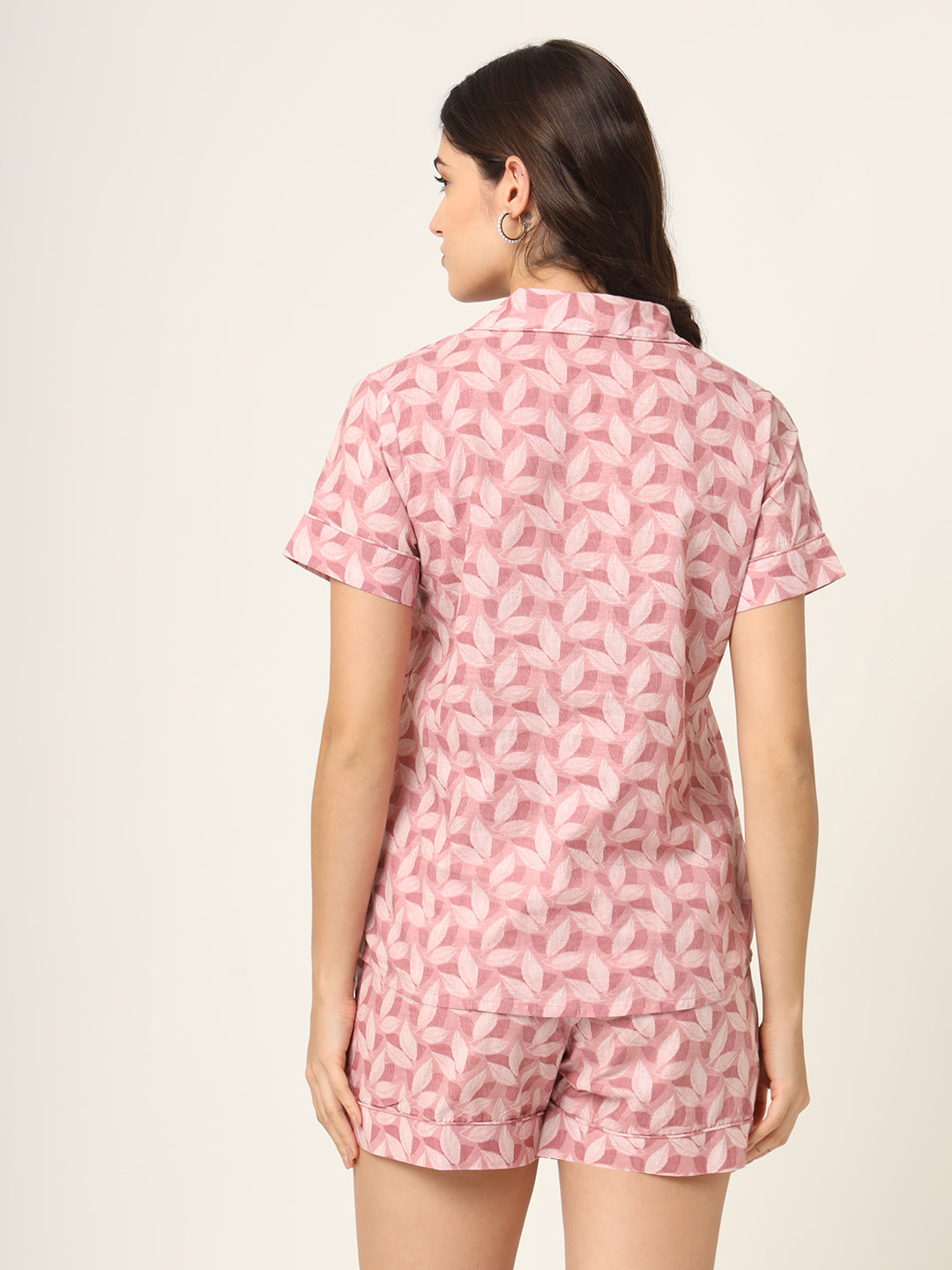 Pink Printed Pure Cotton Regular Night Suit