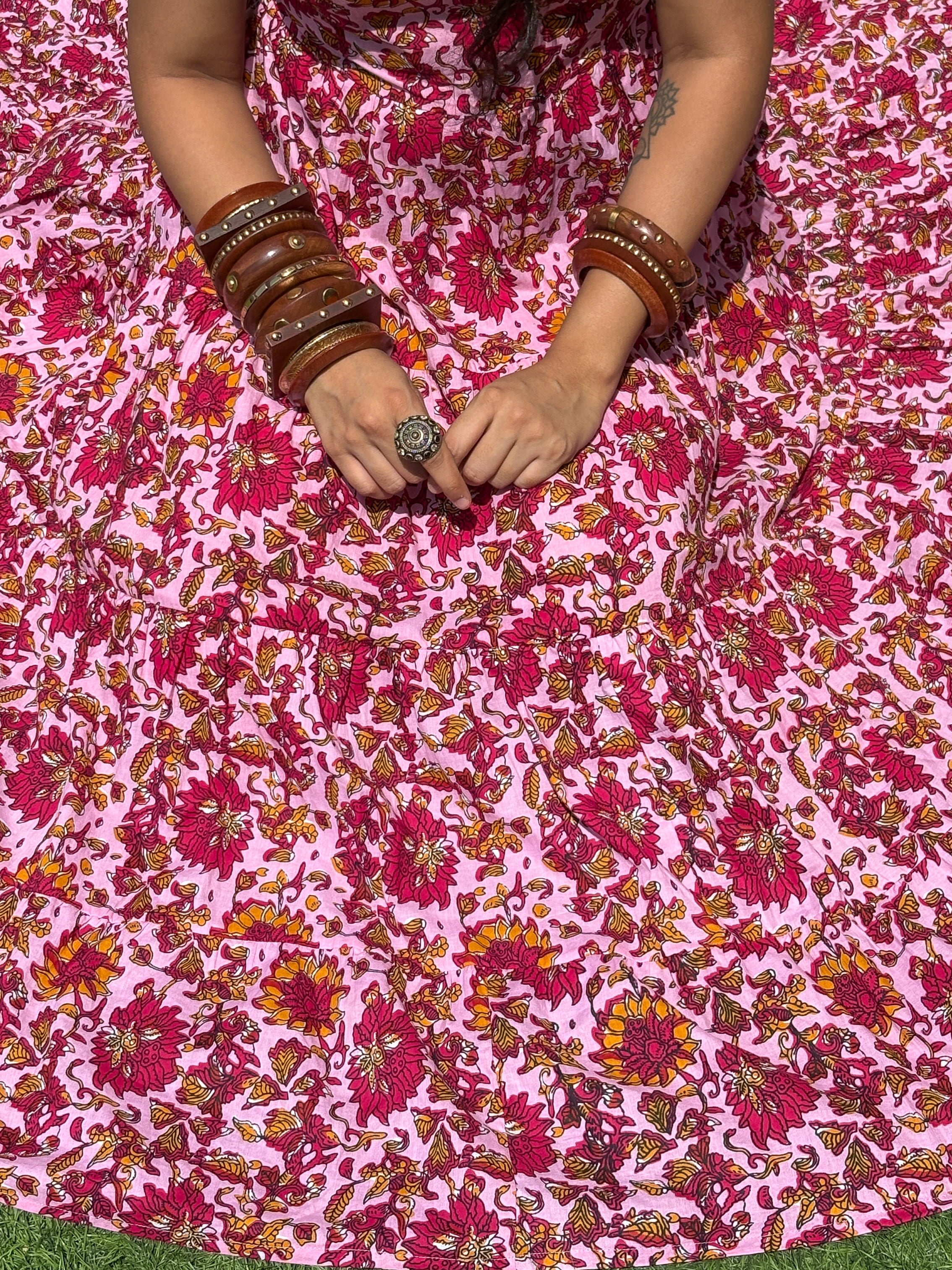 Too Pretty In Pink Shoulder Strapes Fit & Flared Cotton Dress
