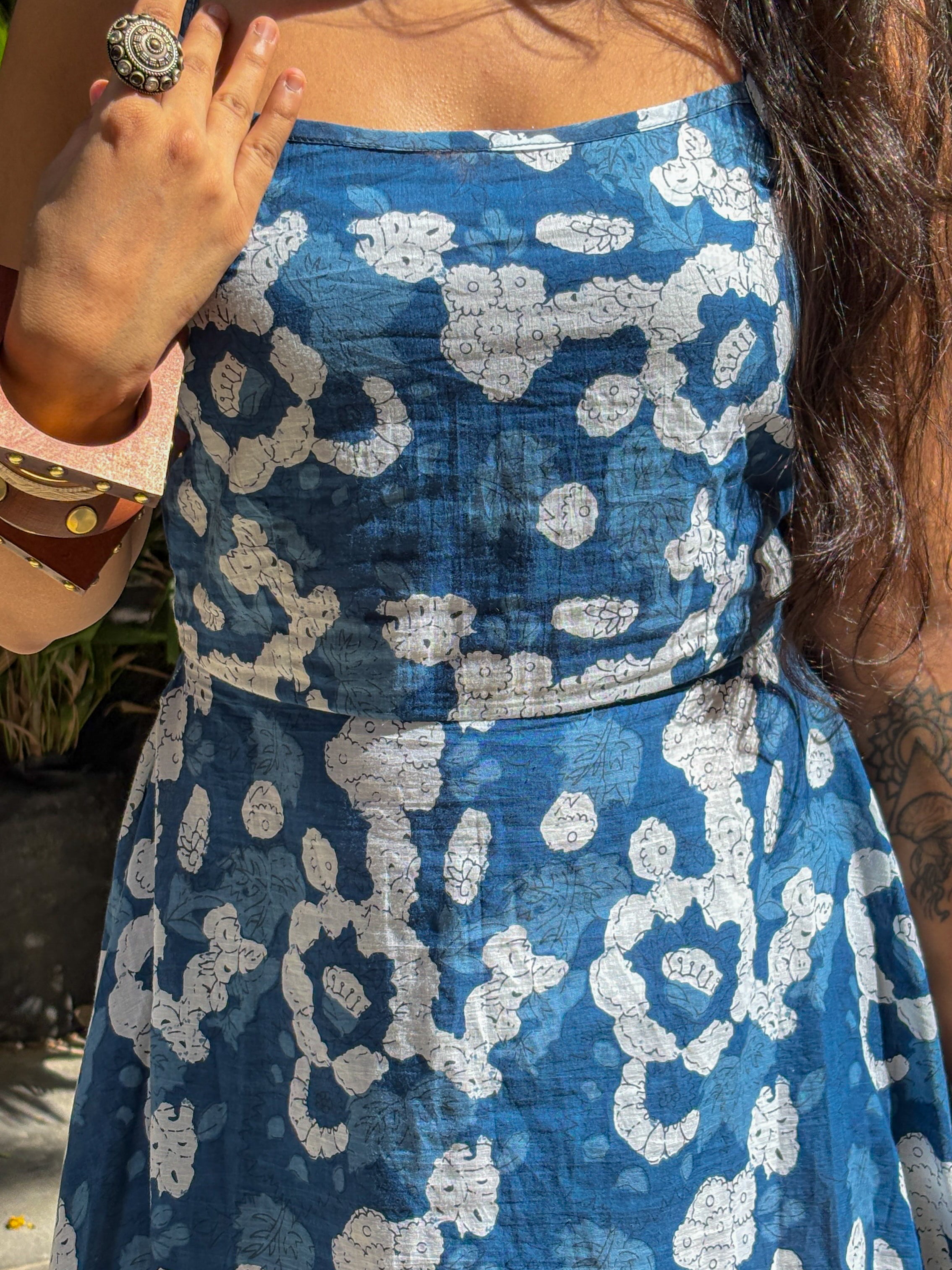Bluebell Soft Affair Indigo Print Cotton Long Dress