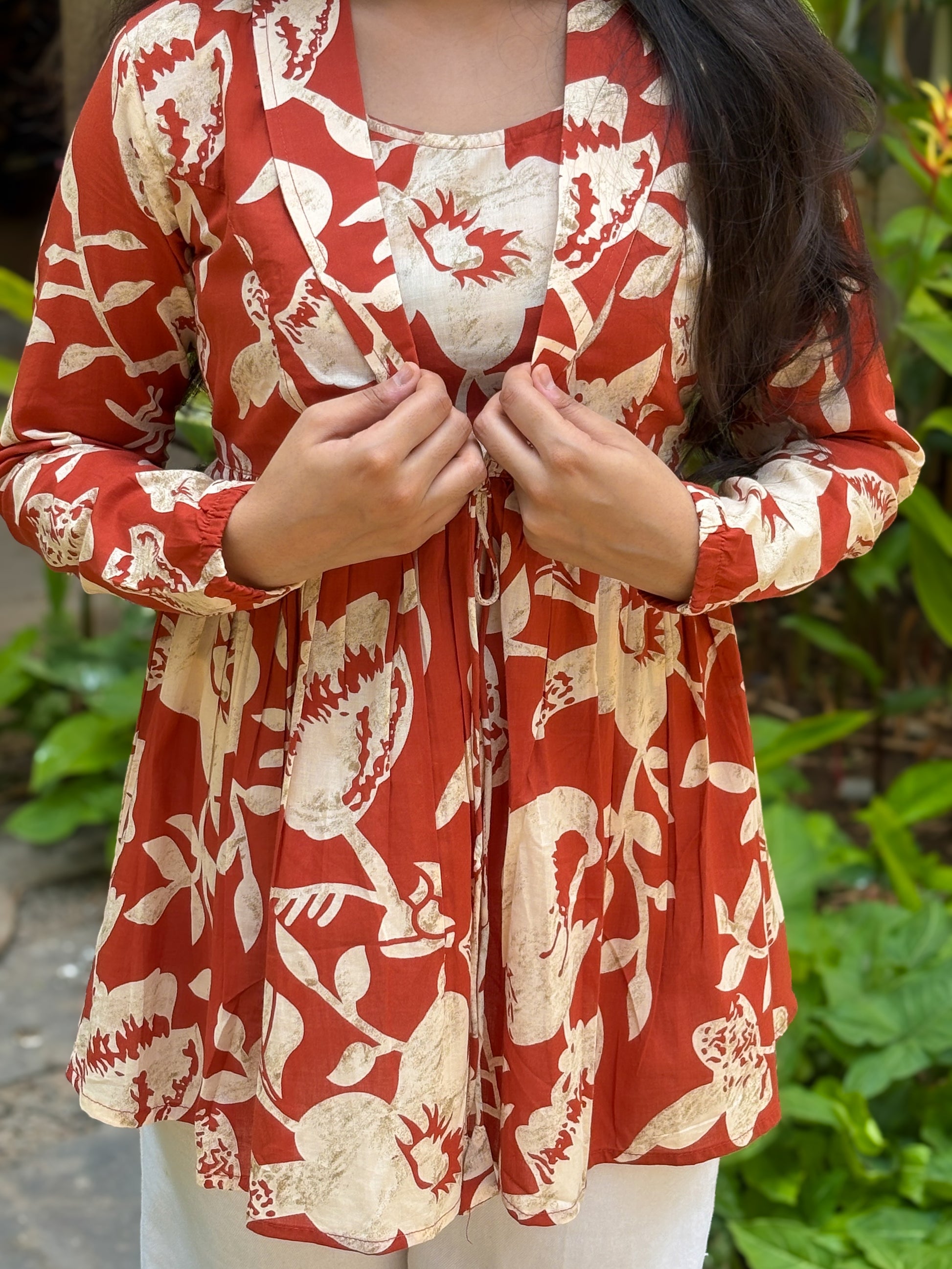 Dark Orange Lepal Coller Peplum Top