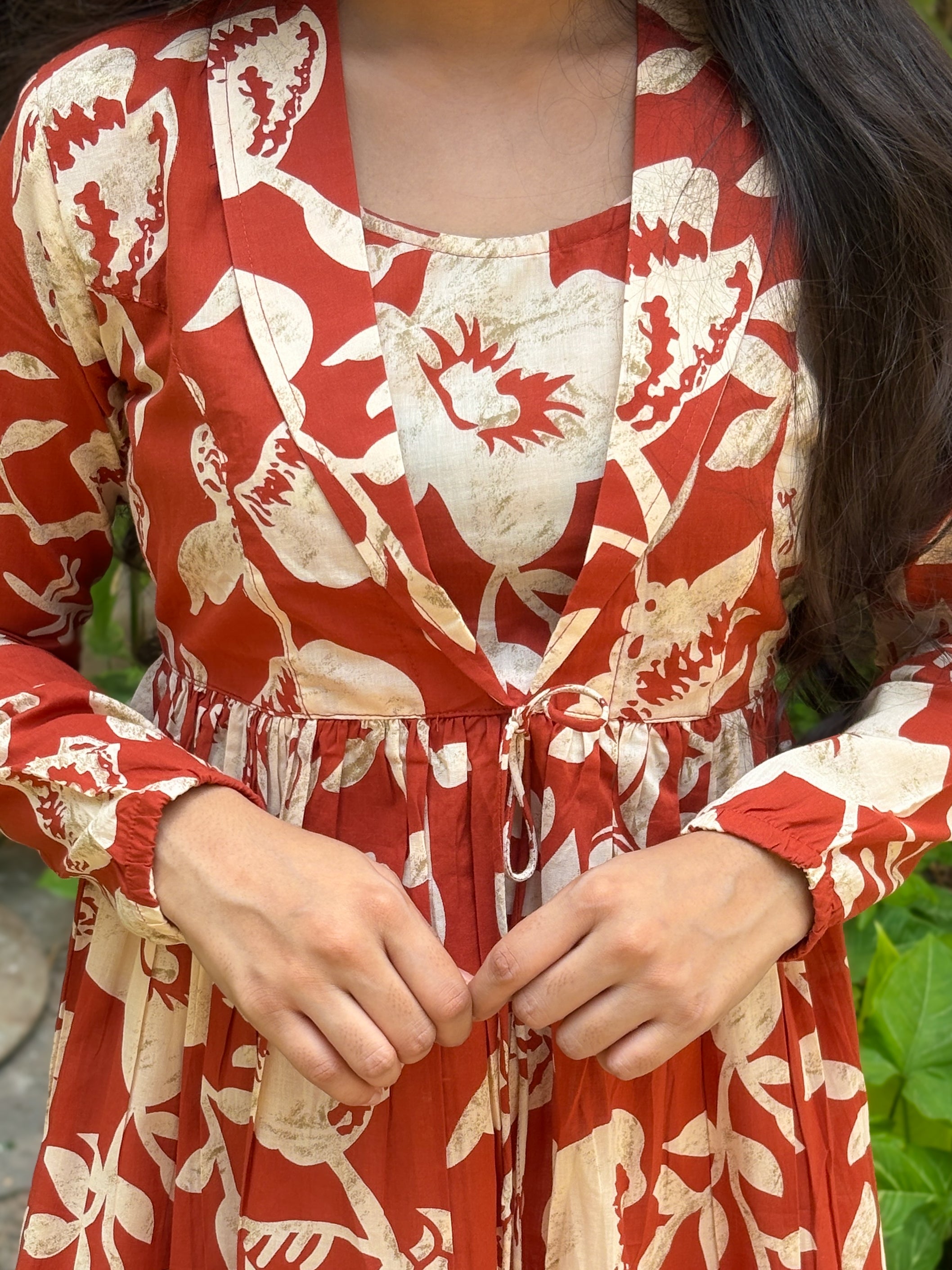 Dark Orange Lepal Coller Peplum Top
