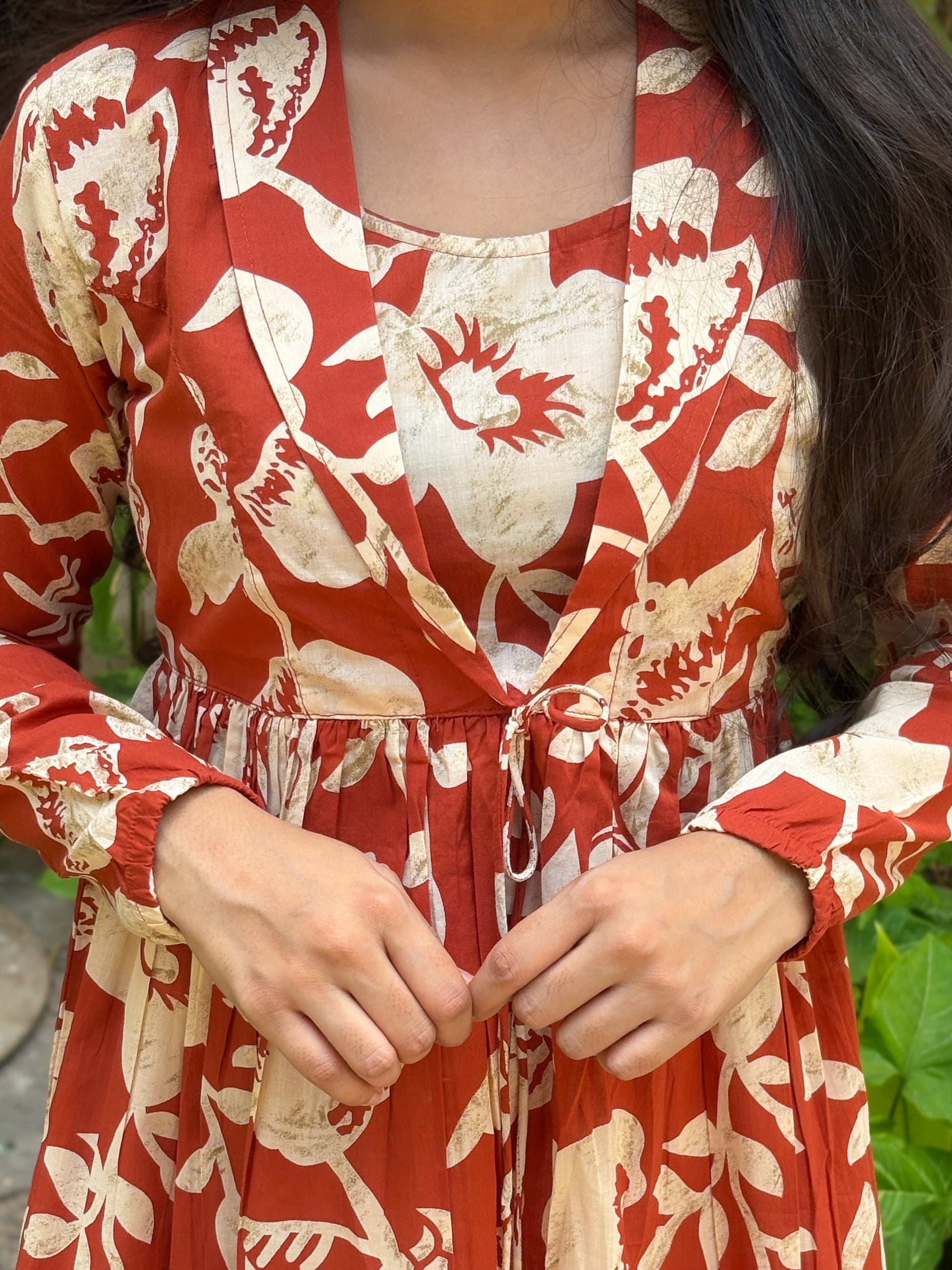 Dark Orange Lepal Coller Peplum Top