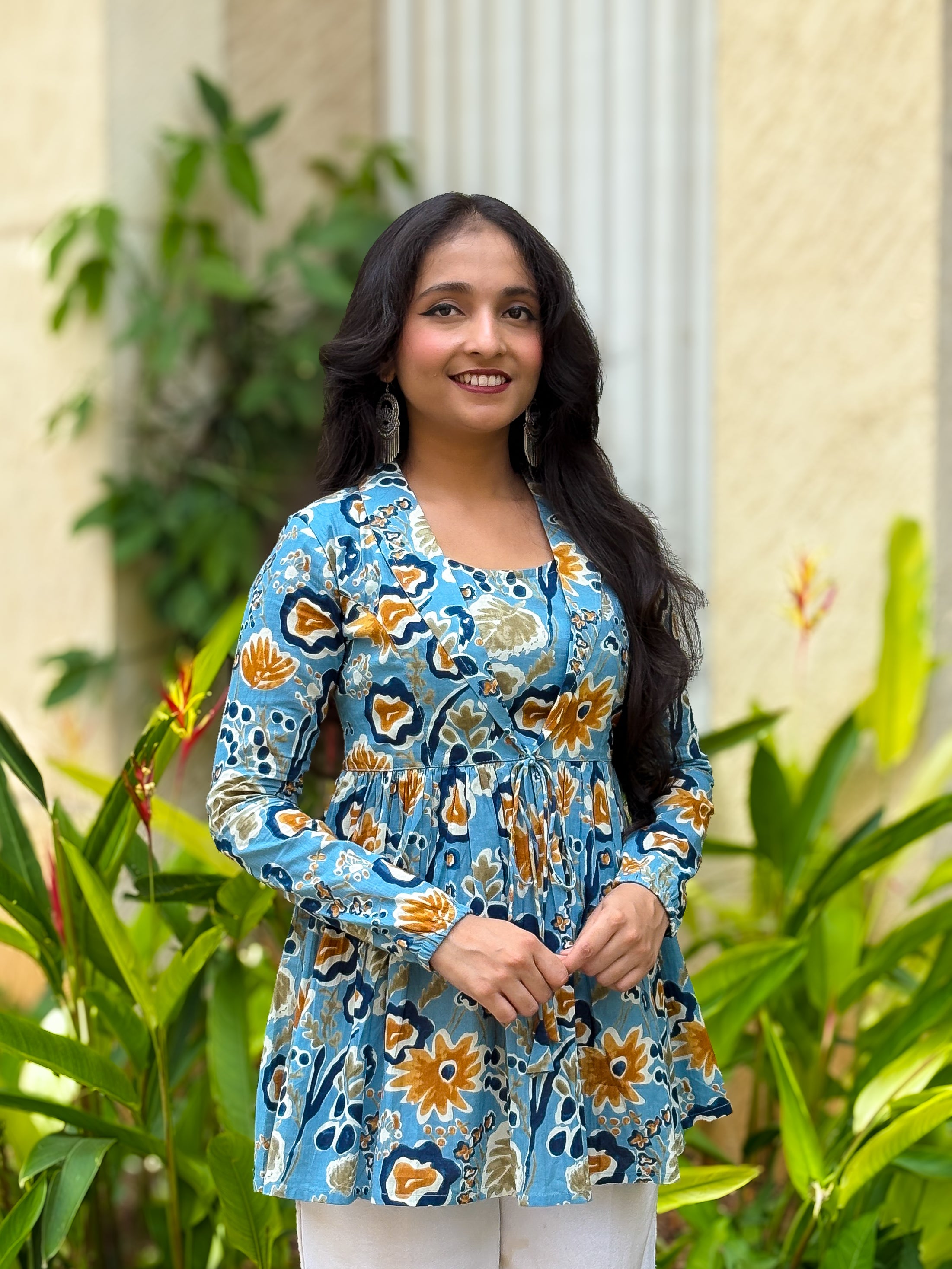 Sky Blue Lepal Coller Peplum Top