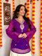Purple Leheriya Gotta Patti Work Geogratte V Neck Top