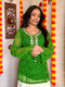 Green Round Neck Georgette Bandhani Print Top