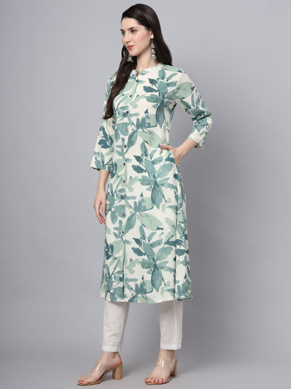A-Line White Rayon Kurta
