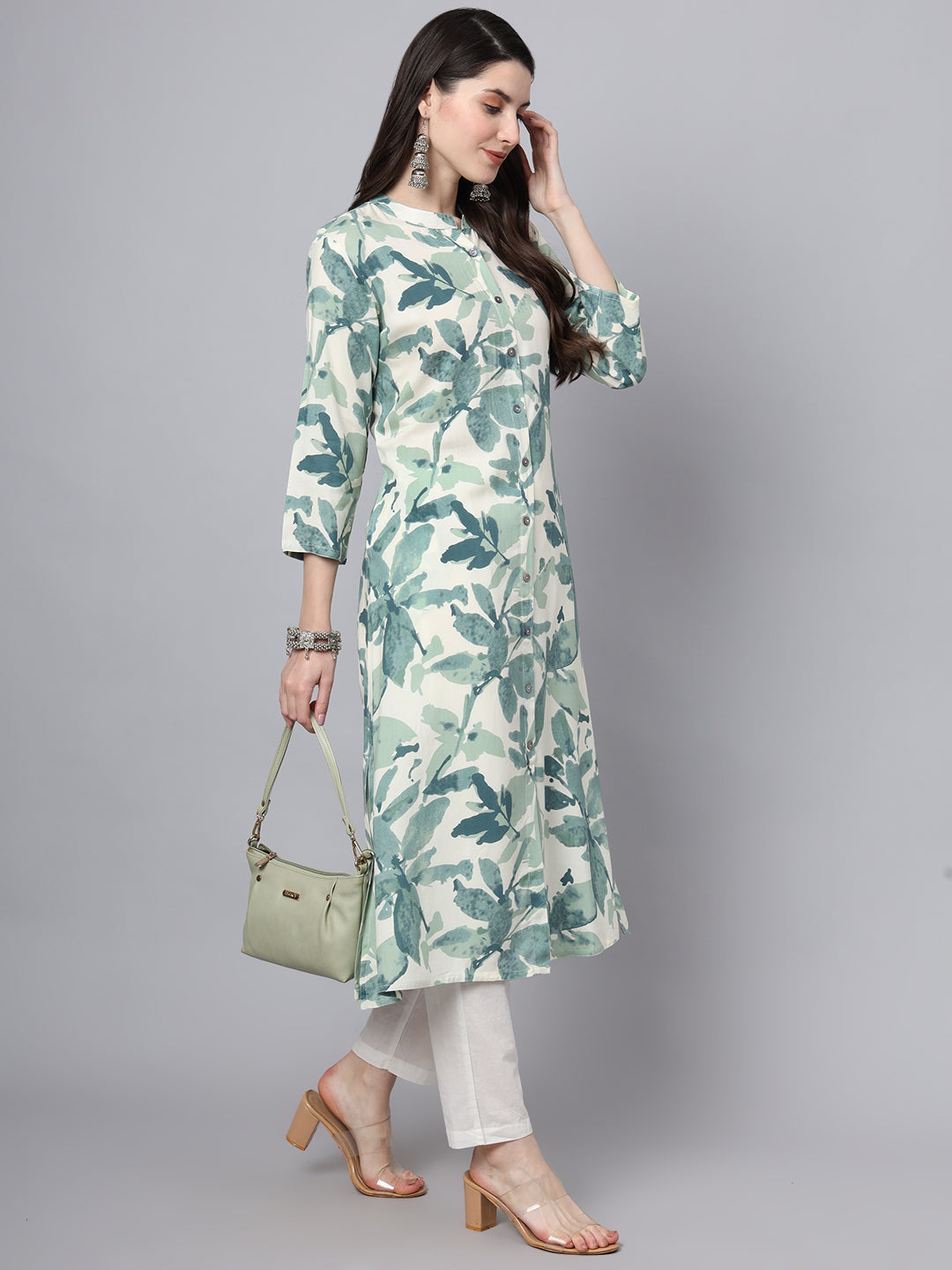 A-Line White Rayon Kurta