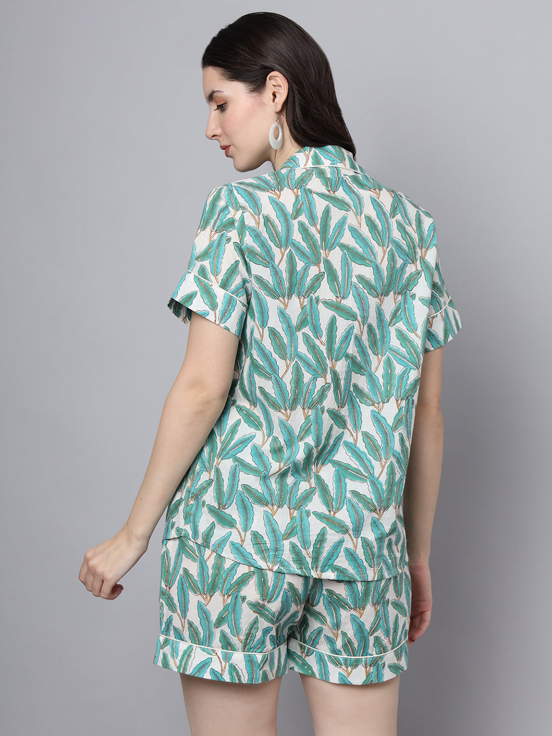 Handblock Print Green Cotton Night Suit